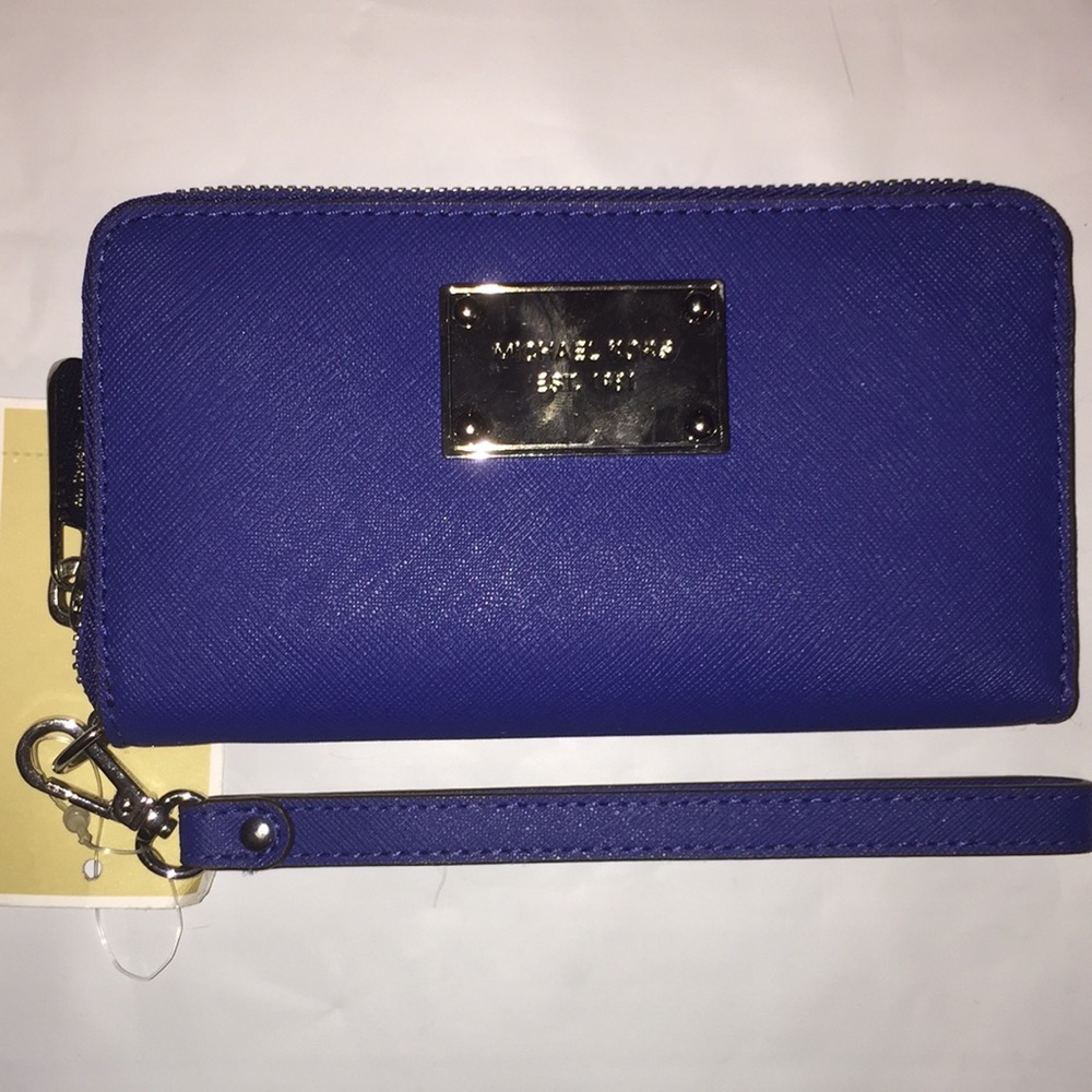 New michael Kors wristlet wallet blue phone case